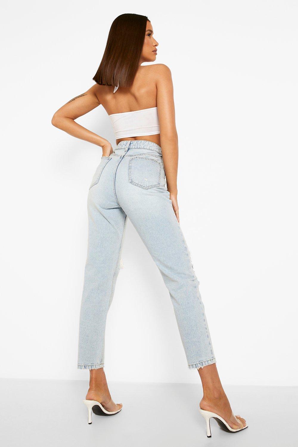 Fashion busted knee mom jeans